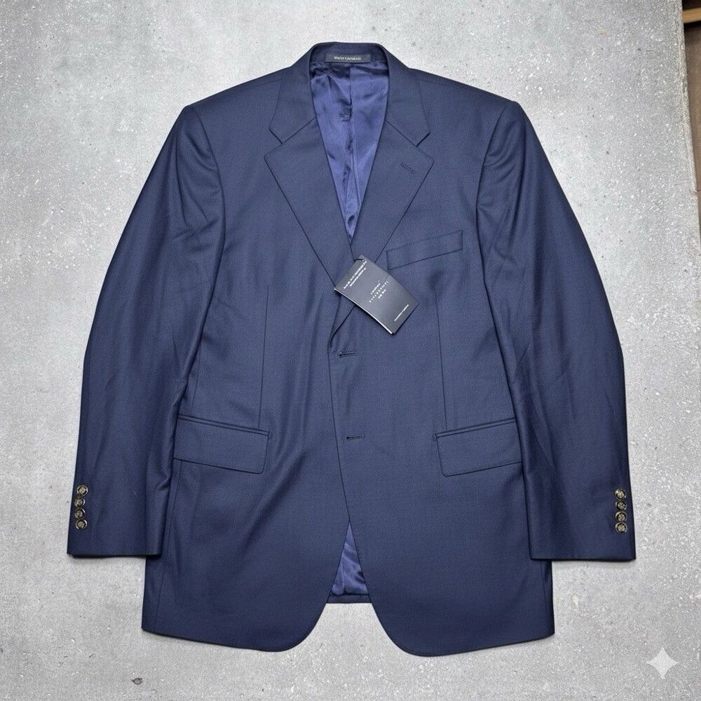 RARE NWT Kent & Curwen Navy Gold Button Blazer Suit Jacket 42R Cerruti Super 150